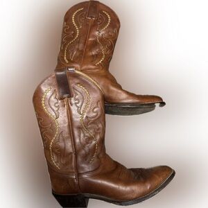 Justin Boots Tan Leather Cowboy Boots